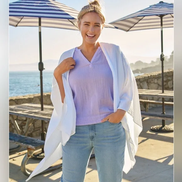 L.L. Bean French Lilac Purple Gauze Wrap Cover Up Lightweight Shawl - Picture 14 of 14